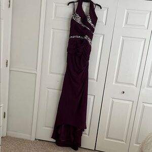 Elegant Purple Halter Evening Gown